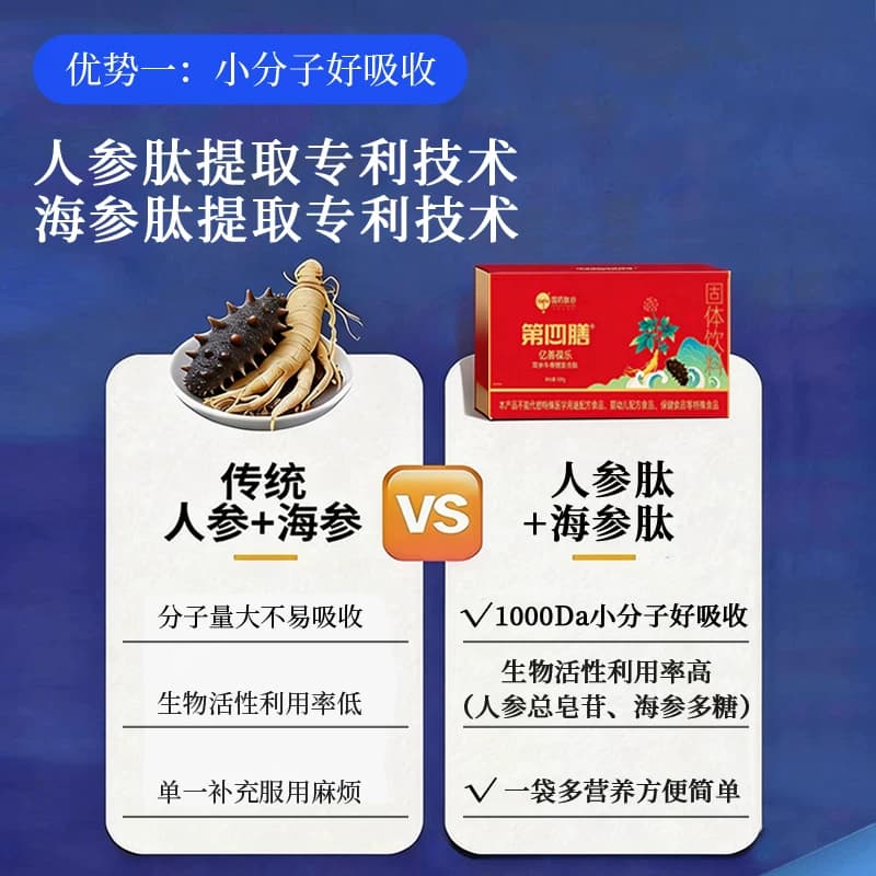 第四膳国药肽谷人参肽海参肽小分子活性肽营养品礼盒4gx30袋 - 缩略图2