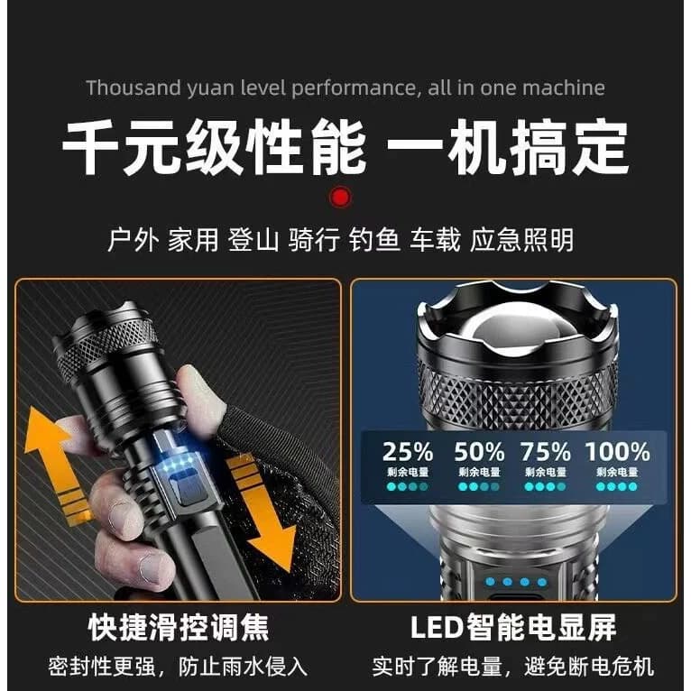 户外强光超亮led手电筒多功能小型便捷usb可充电数显迷你手电筒B - 缩略图5