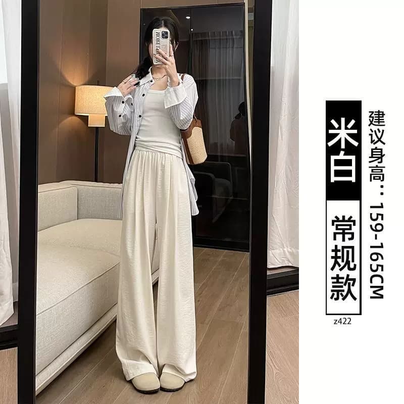 AA山本奶芙白色慵懒2026薄款新款垂感休闲高腰显瘦宽松直筒裤女裤 - 缩略图4