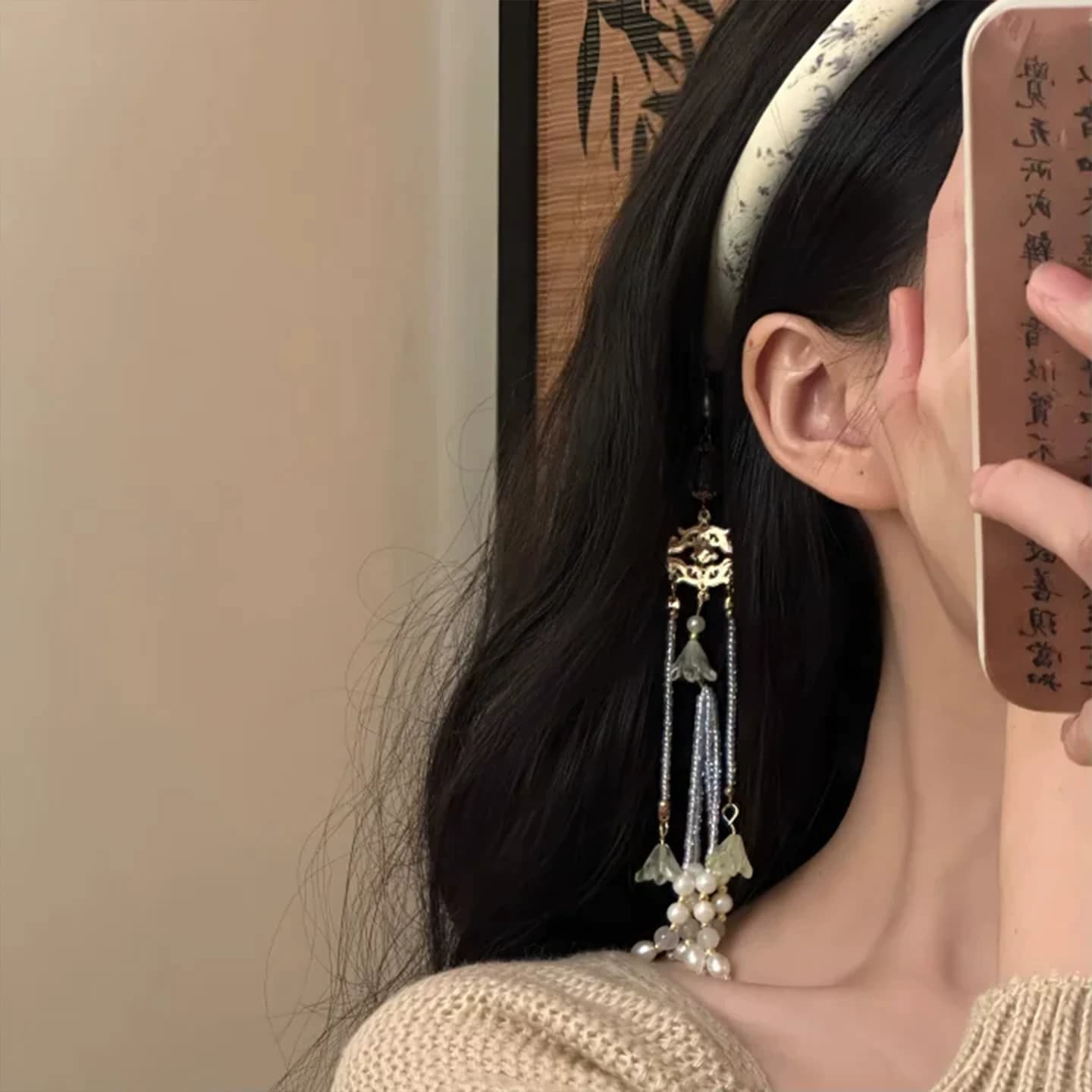 2026新款新中式纯手工复古精致流苏发箍假耳环民族风头箍发饰女 - 缩略图4