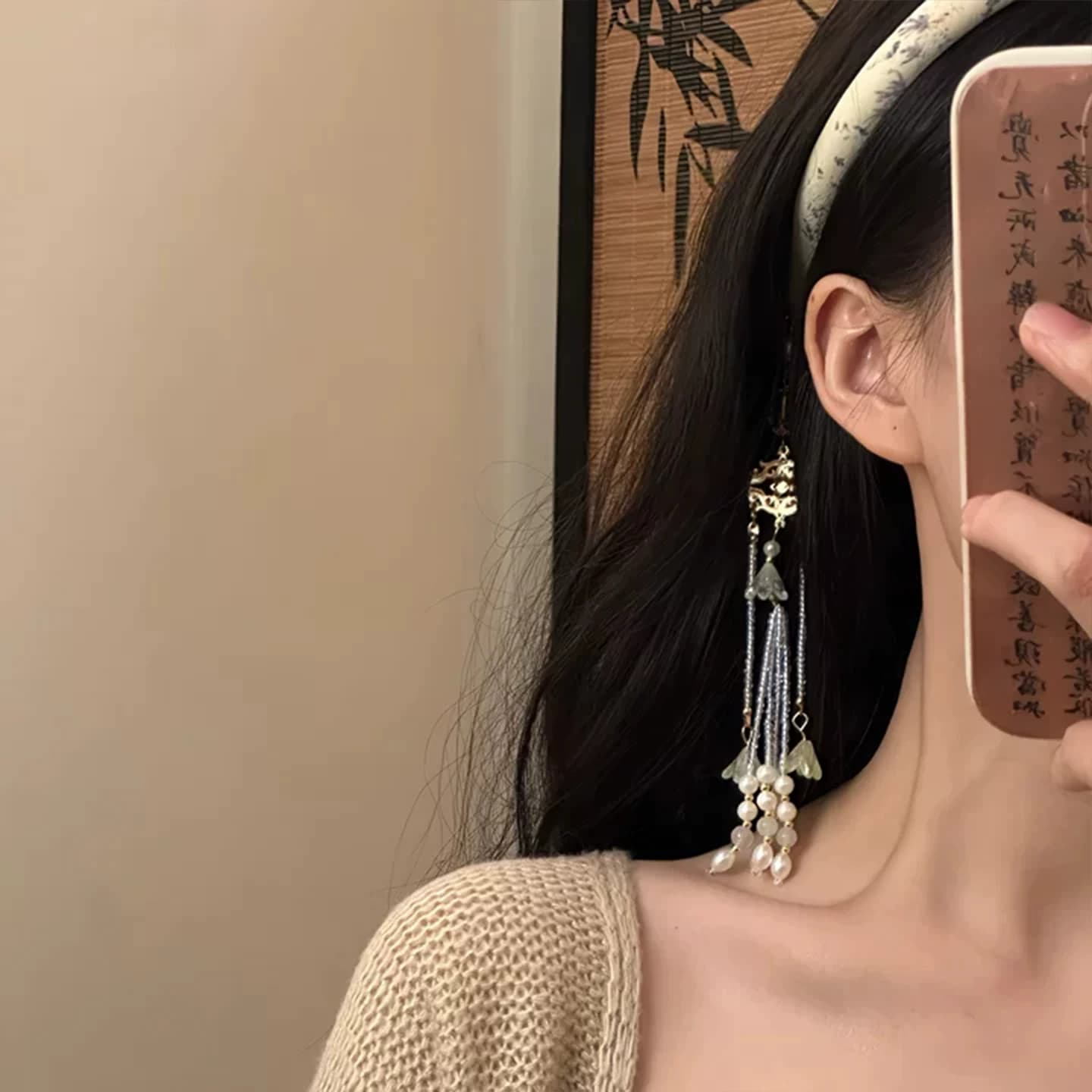 2026新款新中式纯手工复古精致流苏发箍假耳环民族风头箍发饰女 - 缩略图3