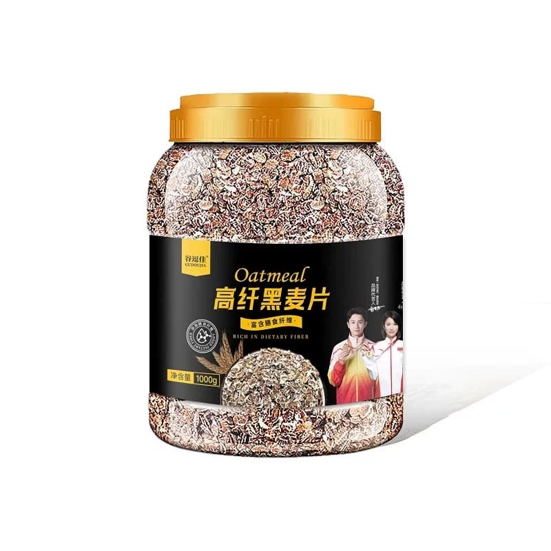 高纤黑麦片罐装1000克燕麦片冲饮即食粗粮无蔗糖早餐代餐食品 - 缩略图5