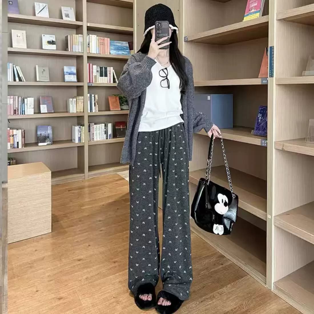 真维斯户外运动蝴蝶结阔腿裤垂感休闲裤显瘦慵懒遛弯长山本糯米裤 - 缩略图3