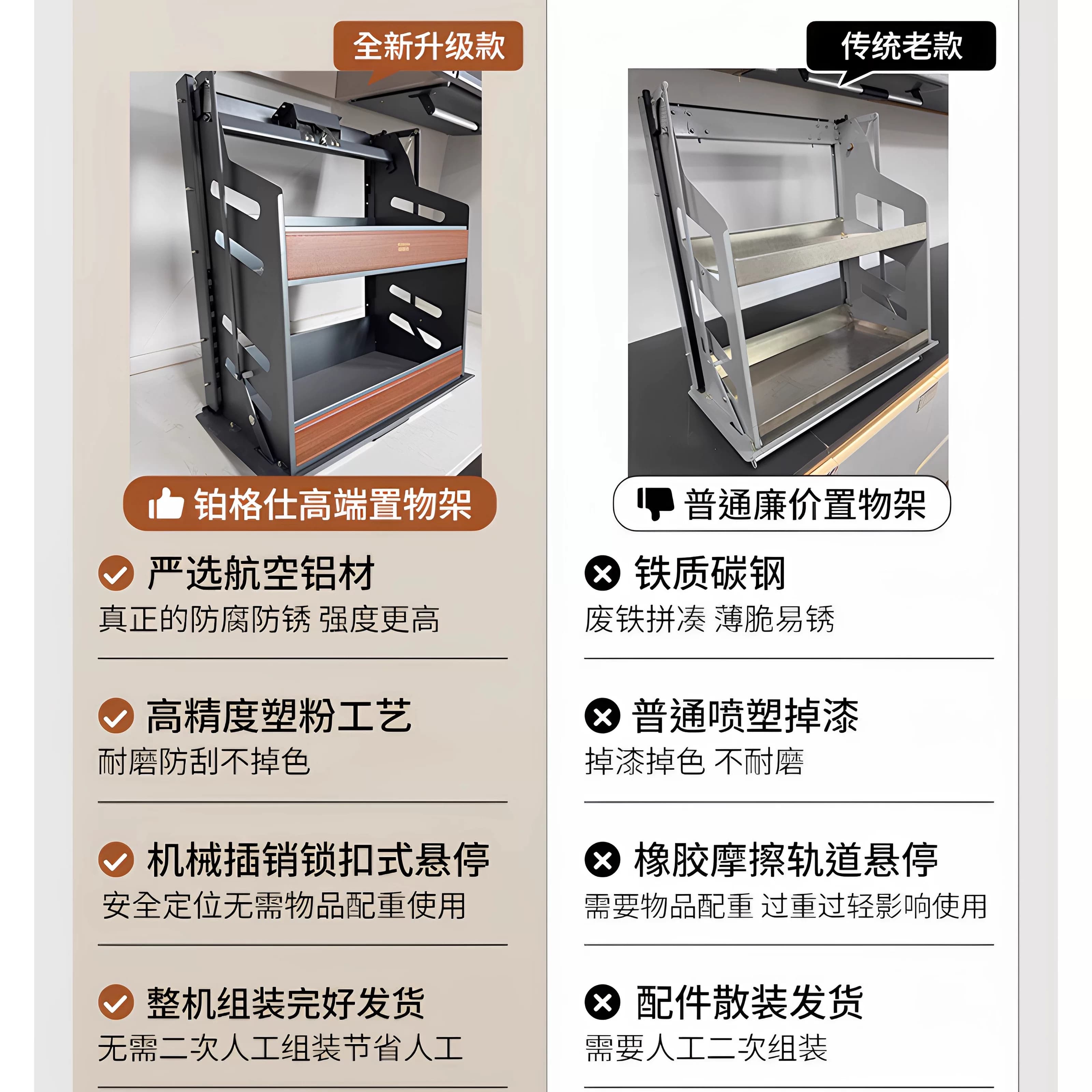 吊柜升降拉篮上下拉式调料篮垂直升降调味置物架厨房下拉式置物架 - 缩略图3