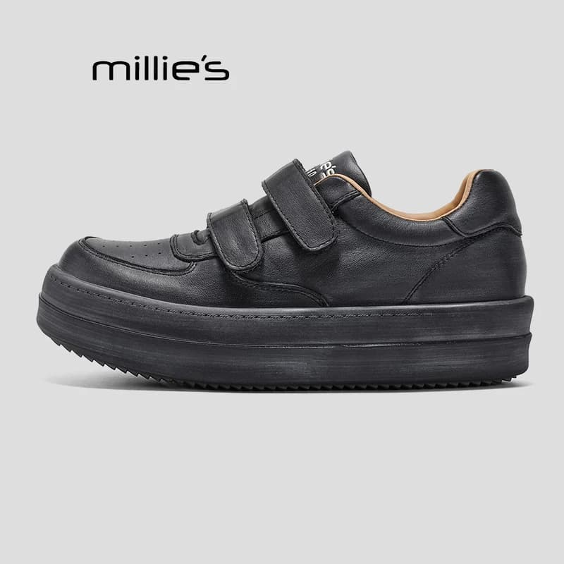 MILLIE'S/妙丽秋季真皮户外透气防滑厚底百搭休闲女士增高运动鞋P - 缩略图3