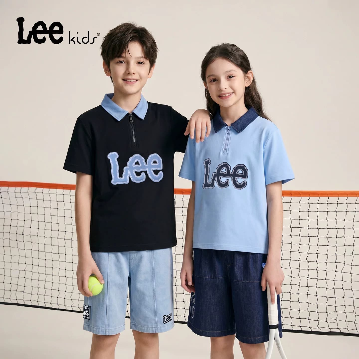 Lee kids儿童POLO衫男女童中大童学院风牛仔领休闲透气短袖上衣 - 缩略图5