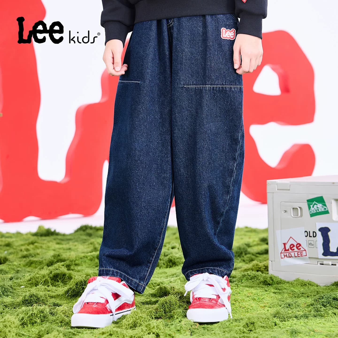 Lee kids复古水洗牛仔裤儿童秋季新款男女童休闲百搭宽松直筒长裤 - 缩略图4