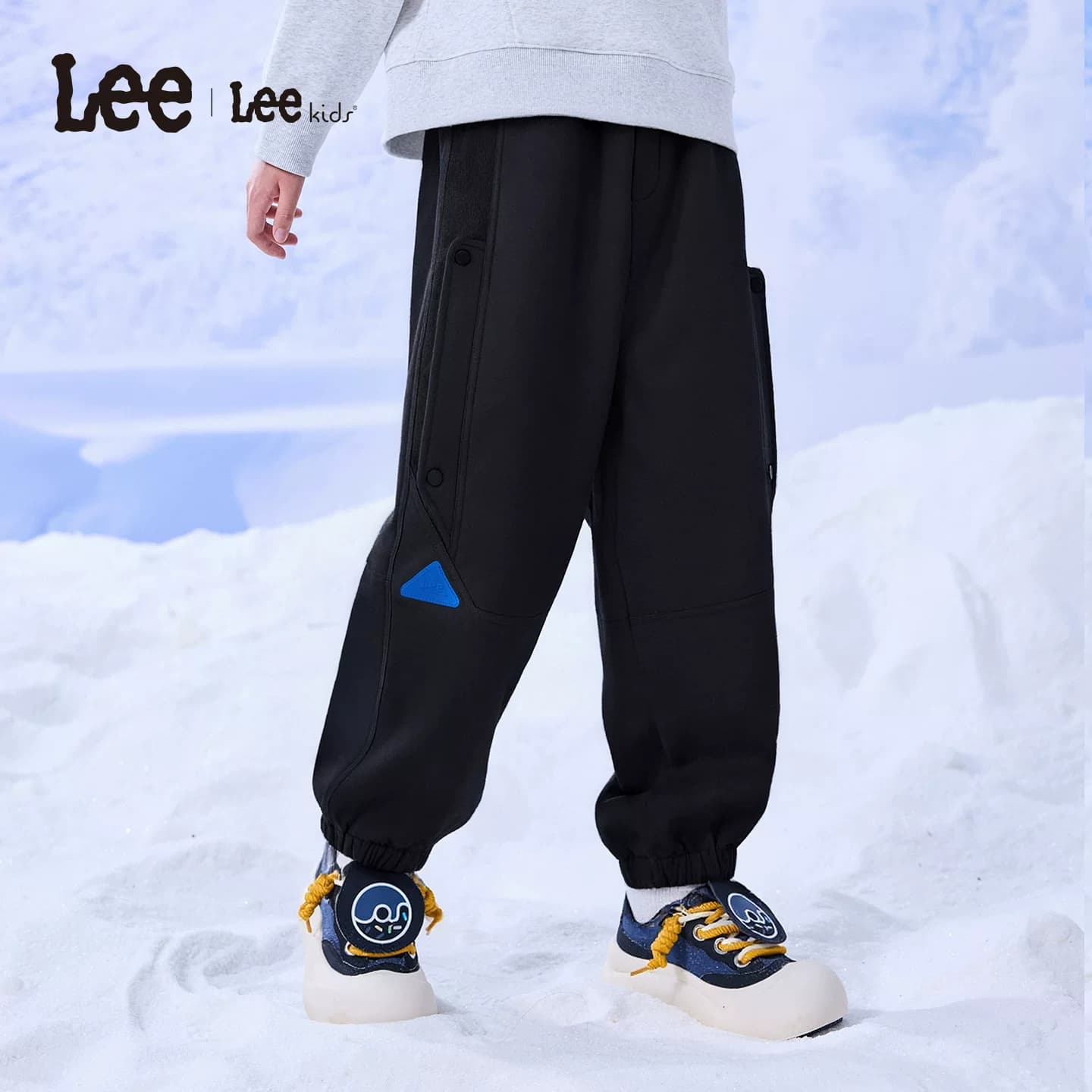 Lee kids童装户外加绒加厚运动裤新款学院风休闲百搭软壳束脚长裤 - 缩略图3