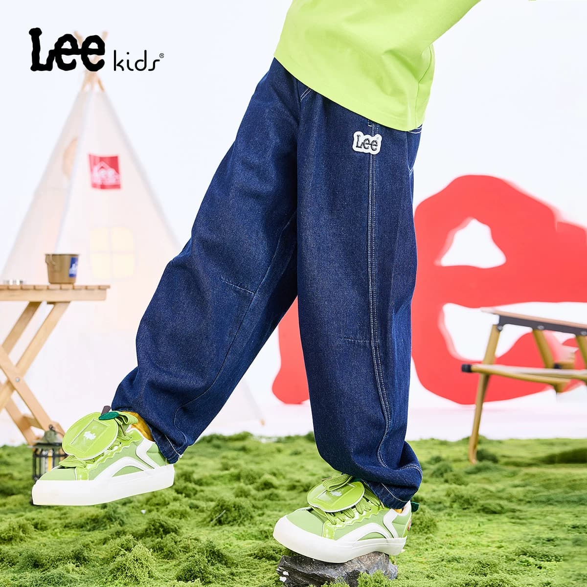 Lee kids儿童水洗复古牛仔裤男女中大童学院风宽松舒适百搭长裤 - 缩略图4