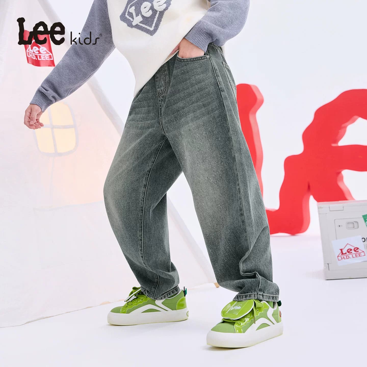 Lee kids儿童水洗牛仔长裤秋冬新款男童女童休闲时尚百搭时尚裤子 - 缩略图5