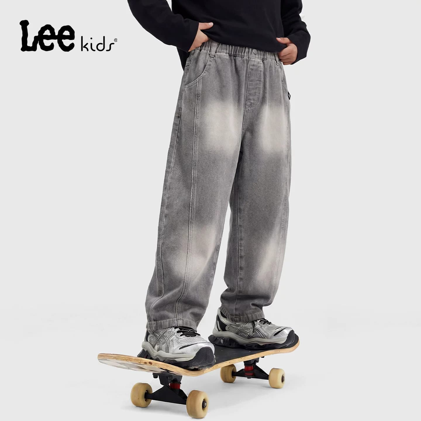 Lee kids童装复古水洗牛仔裤春秋季新款男童宽松阔腿休闲长裤潮流 - 缩略图2