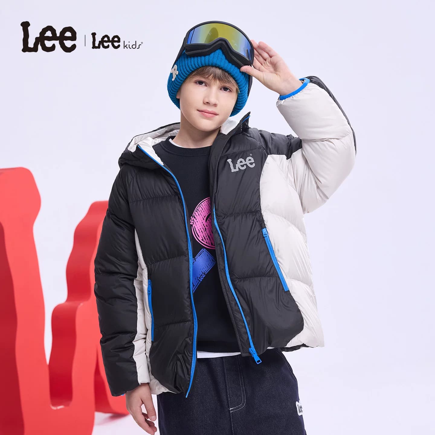 Lee kids儿童秋冬中加厚羽绒服防风保暖男女童装休闲宽松百搭外套 - 缩略图5