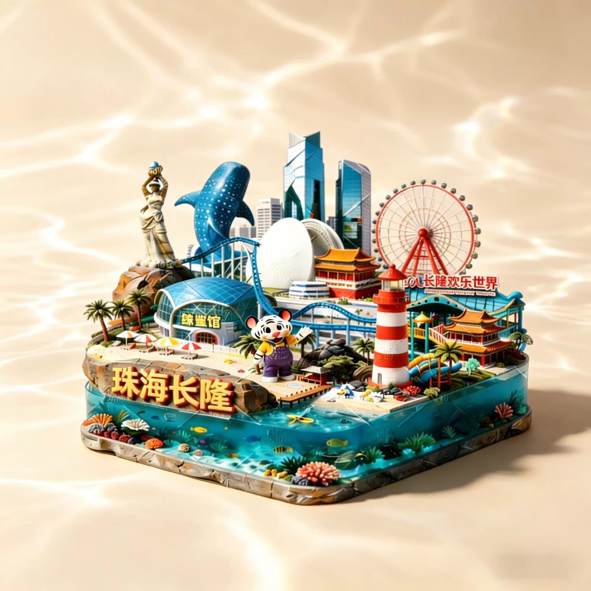 珠海长隆海洋王国金属浮雕冰箱贴创意3d立体磁吸装饰门贴2026新款 - 缩略图2