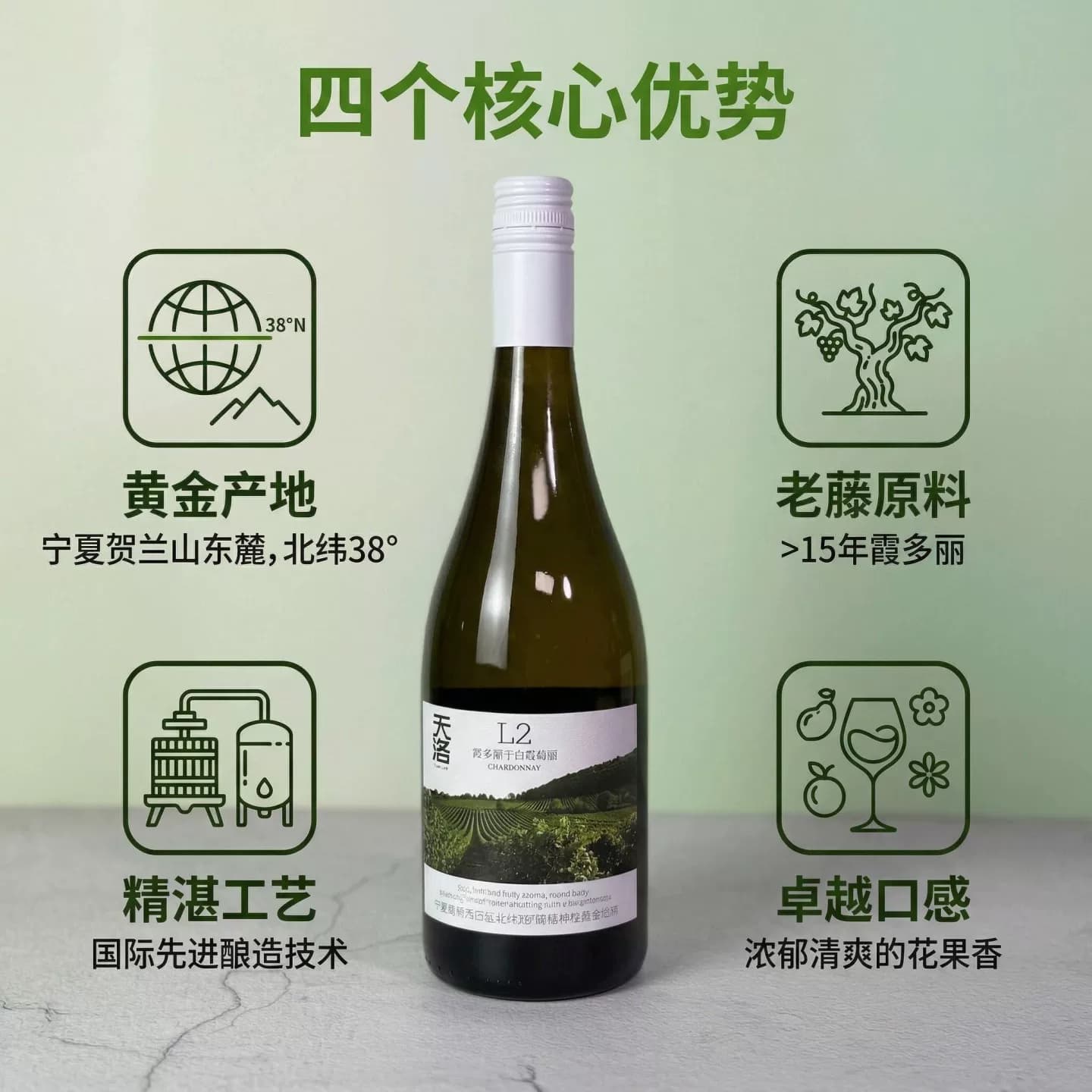 宁夏贺兰山东麓黄金纬度产区天洛酒庄L2霞多丽干白葡萄酒国货精品 - 缩略图3