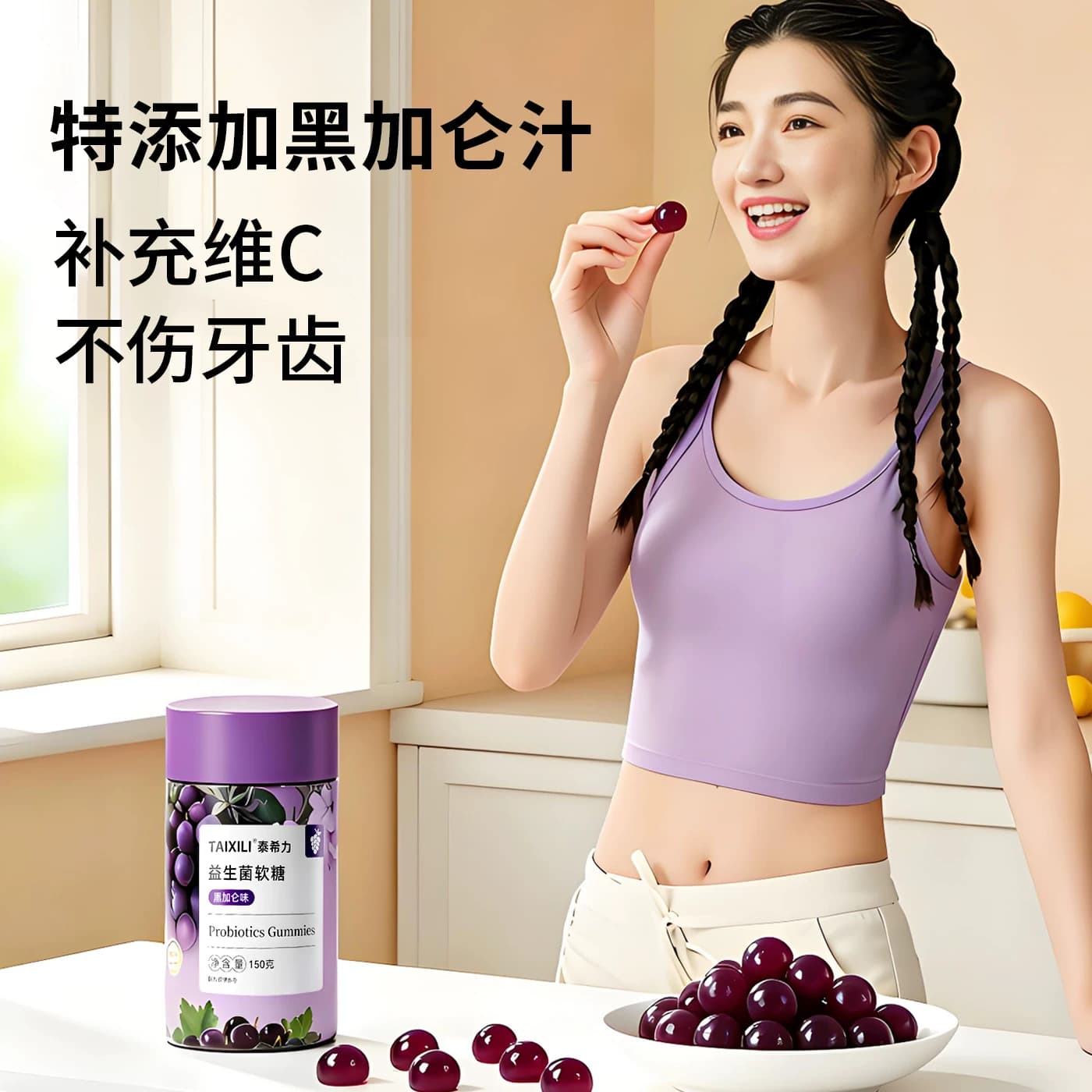 「七夕礼物」泰希力益生菌软糖剥皮软糖网红零食儿童肠道益生菌 - 缩略图4