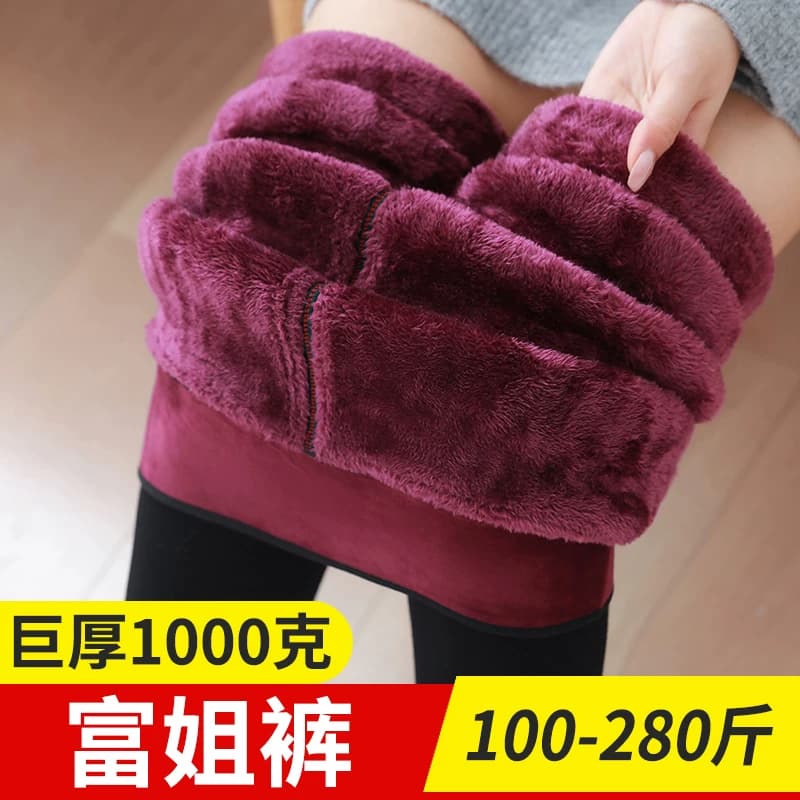 唐苗特厚羊羔绒保暖棉裤女加肥大码300斤胖mm外穿超厚打底绒裤子 - 缩略图2
