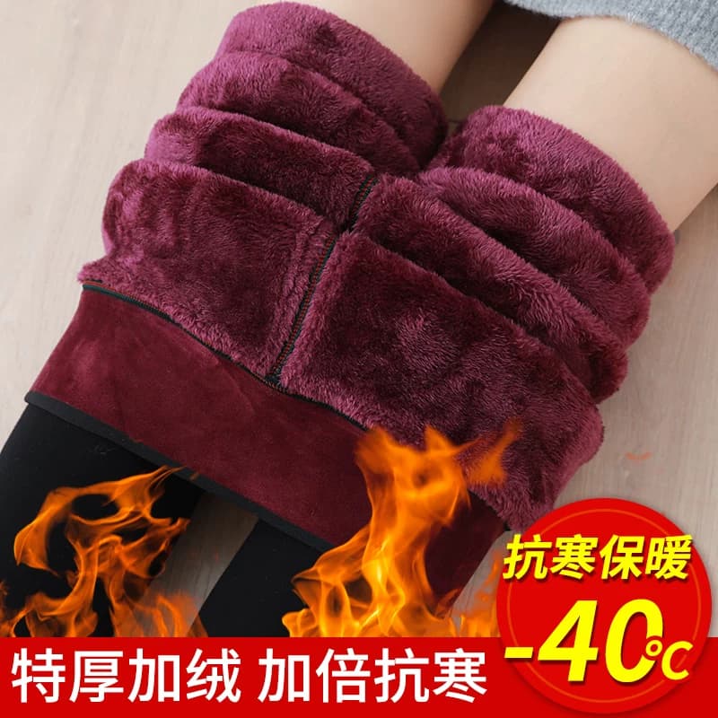 唐苗特厚羊羔绒保暖棉裤女加肥大码300斤胖mm外穿超厚打底绒裤子 - 缩略图3