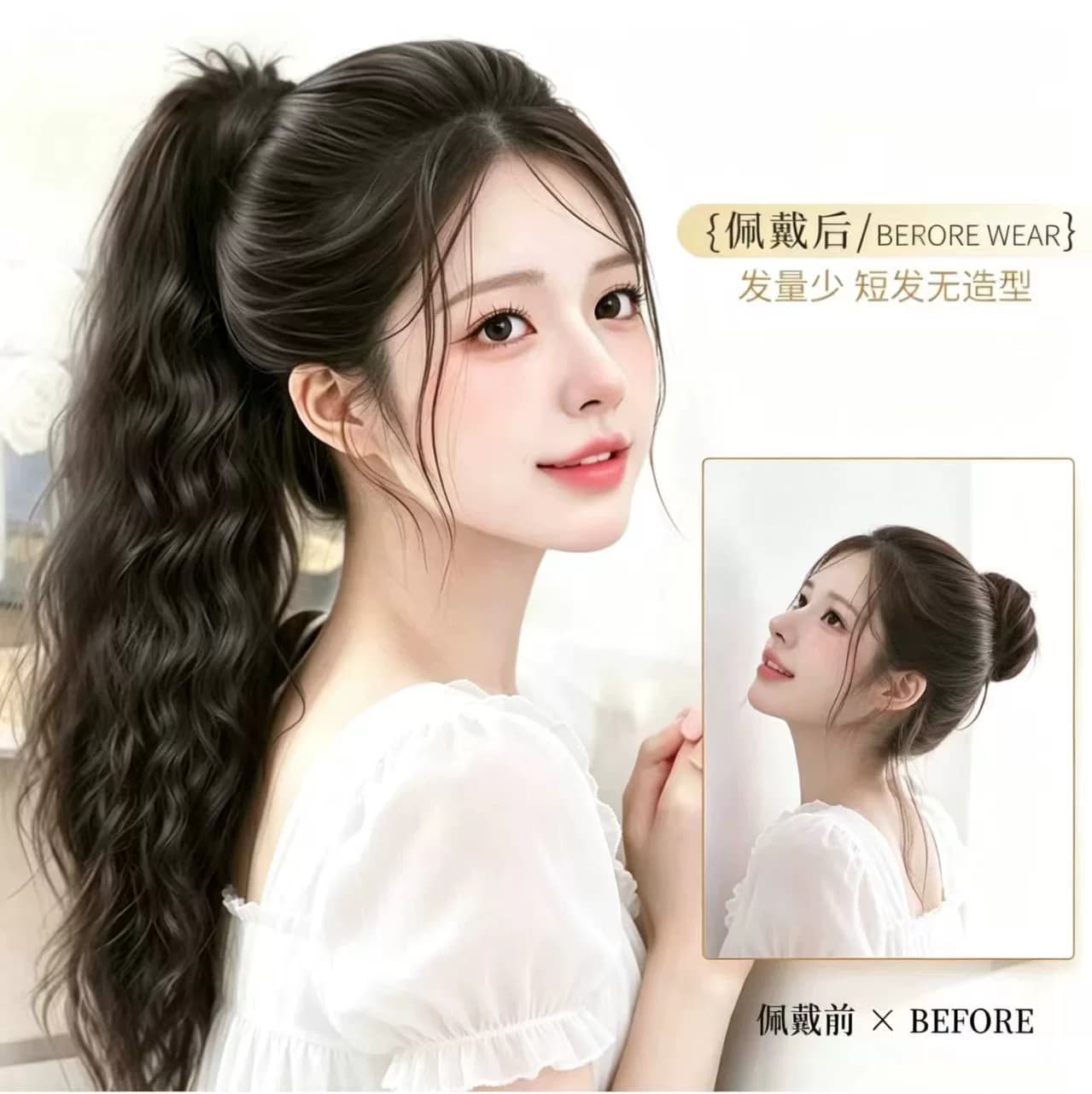 魔法棒假发马尾女自绕式羊毛卷高马尾自然无痕增发量仿全真发辫子 - 缩略图5