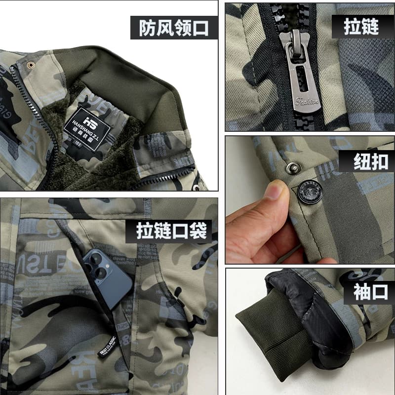 冬季户外防水棉服男加绒加厚棉衣军棉大衣保暖外套工作服劳保棉袄 - 缩略图4