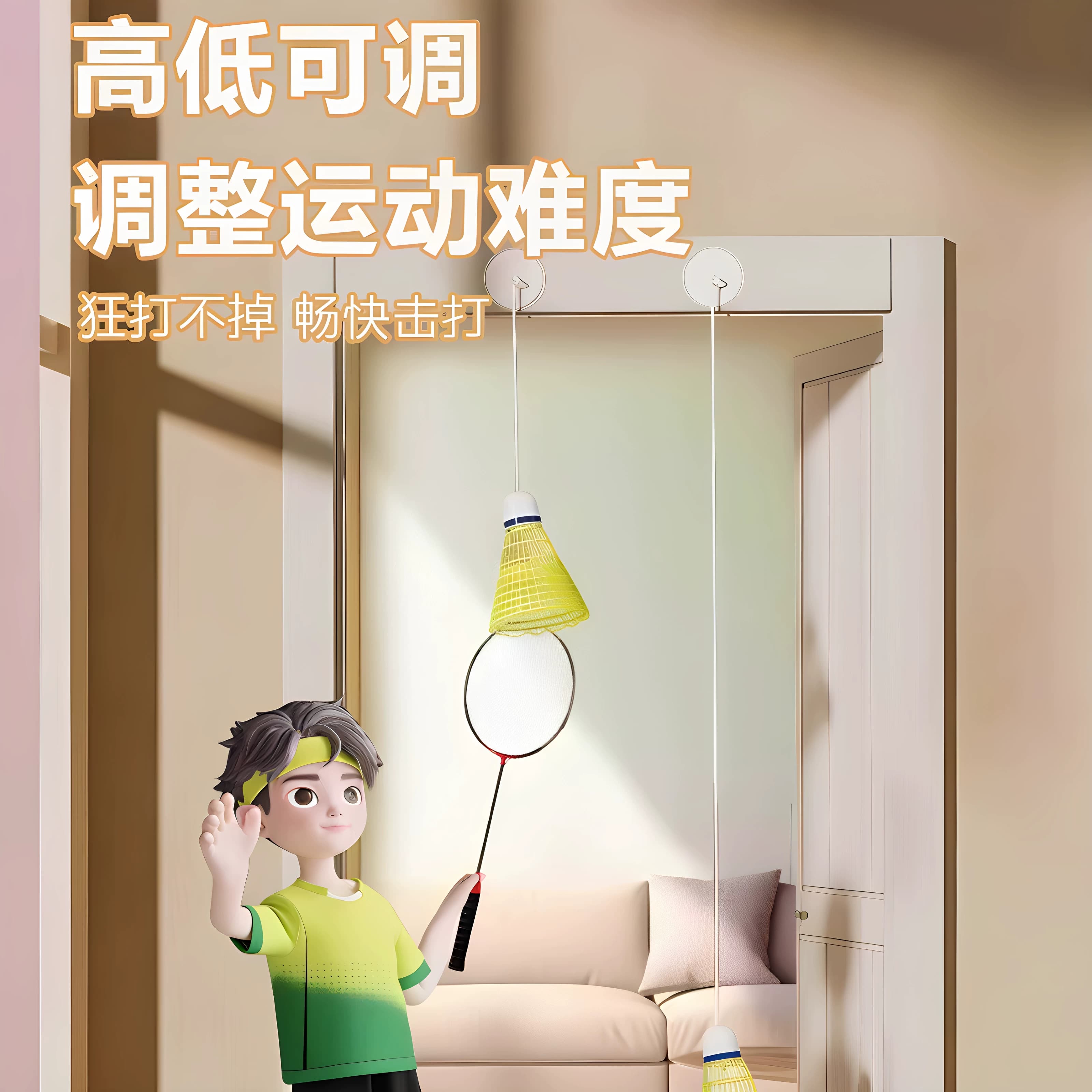 羽毛球单人训练器自动回弹线一个人自打室内学生练习神器吸盘回旋 - 缩略图2