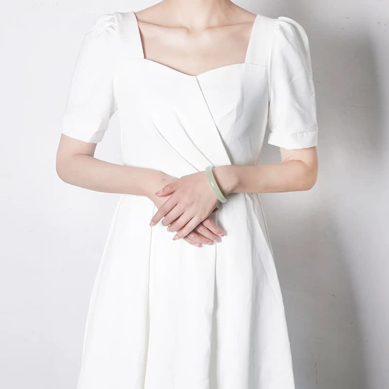 珪宝正品和田玉青白玉宽条手镯高冰晴水少女款玉镯天然玉石镯子 - 缩略图2