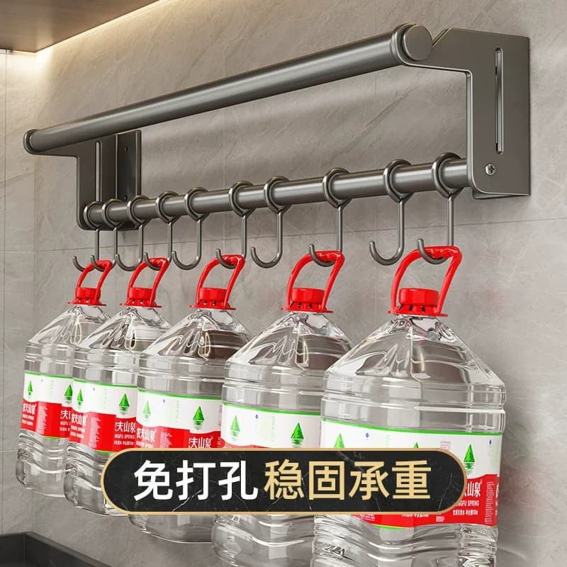 日式精工厨房挂钩架家用保鲜膜挂杆壁挂多功能厨具挂架勺子铲子 - 缩略图4