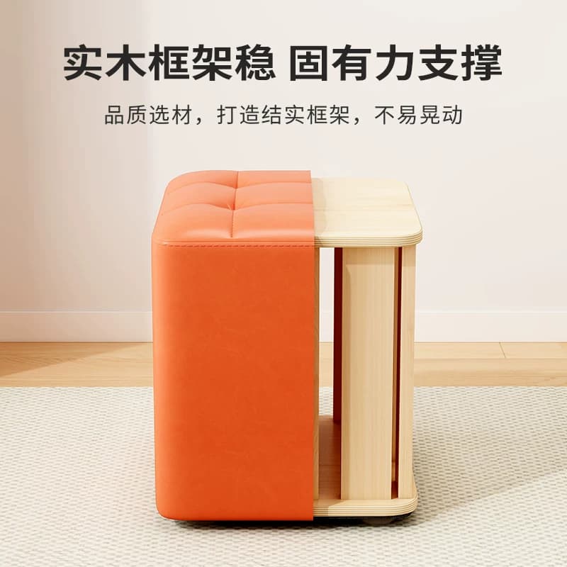 小凳子矮凳家用实木凳子油蜡皮简约皮凳久坐不累沙发凳玄关换鞋凳 - 缩略图3