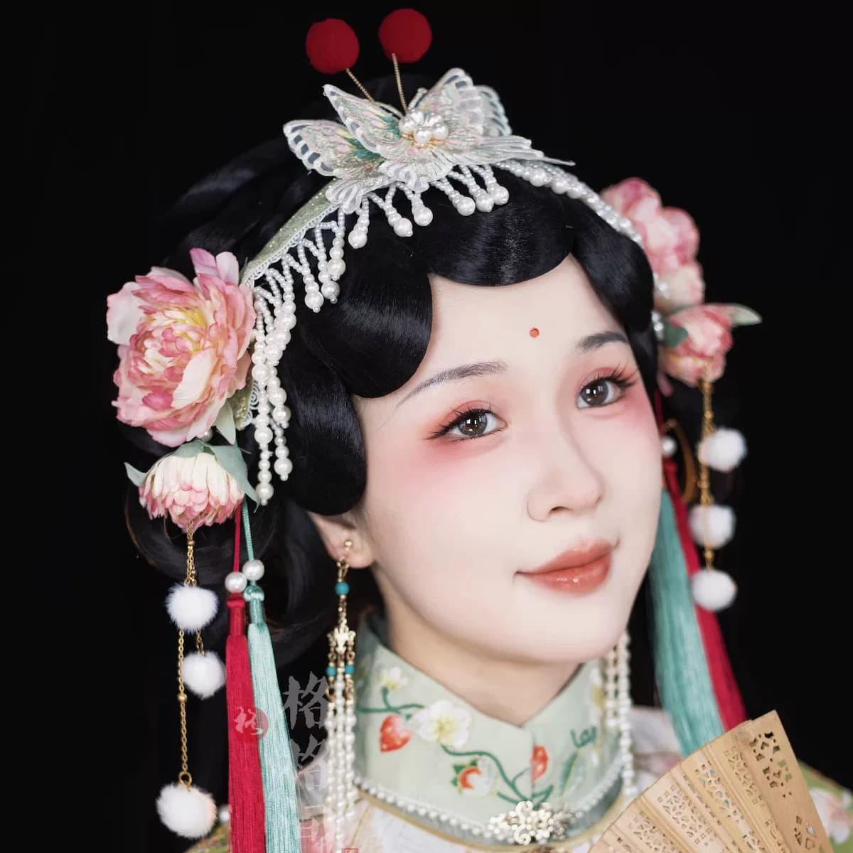 格格间原创【戏中蝶】戏曲风蝴蝶发带汉服头饰品京剧飘带流苏配饰 - 缩略图2