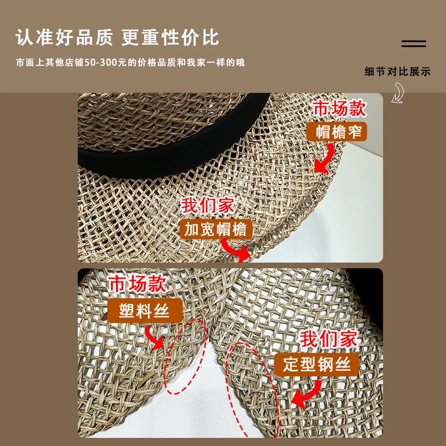 草编网红平顶帽子女款草帽夏季礼帽法式海边度假防晒帽镂空遮阳帽 - 缩略图4