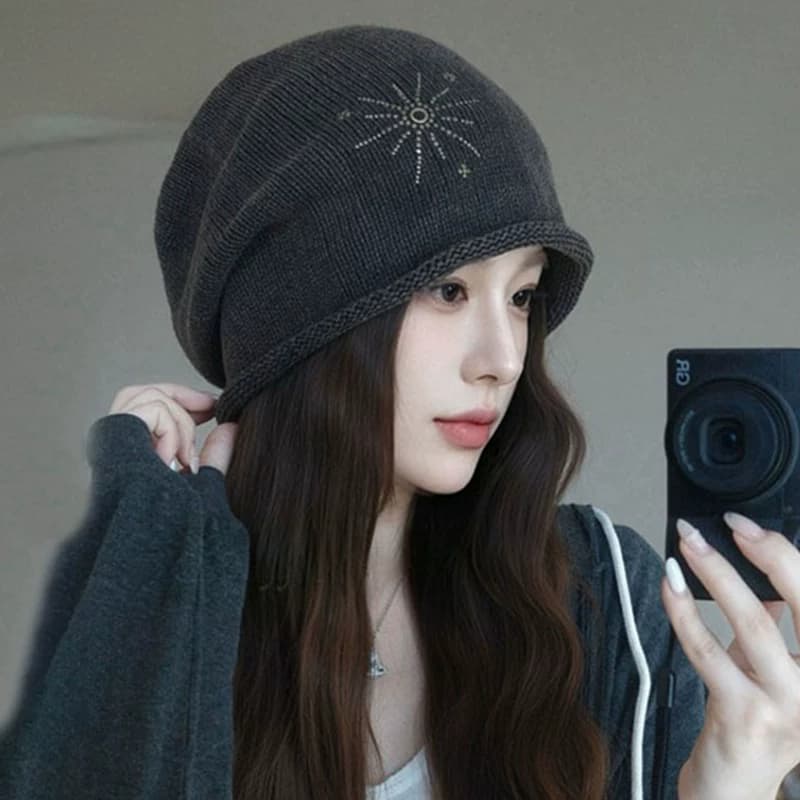宽松大头围帽子女秋冬季新款显脸小卷边堆堆帽时尚百搭包头帽冷帽 - 缩略图2