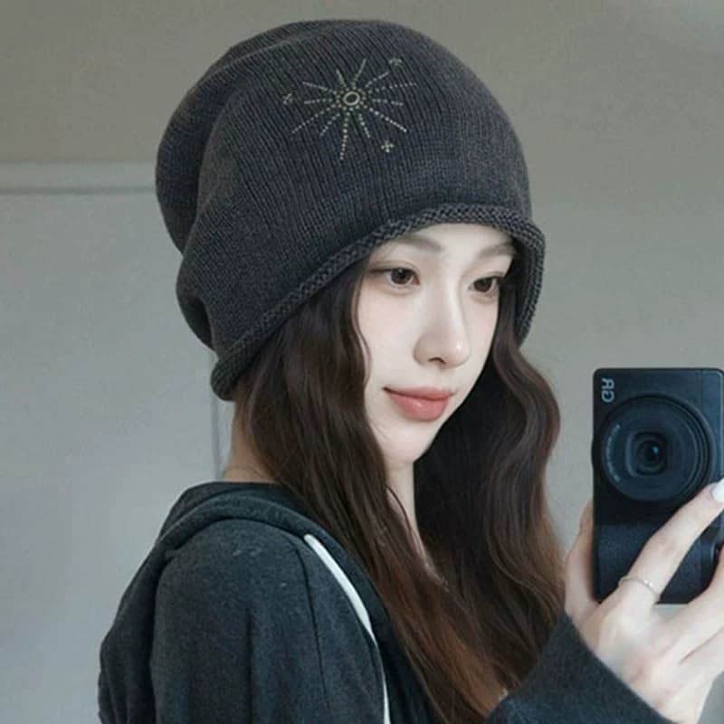 宽松大头围帽子女秋冬季新款显脸小卷边堆堆帽时尚百搭包头帽冷帽 - 缩略图3