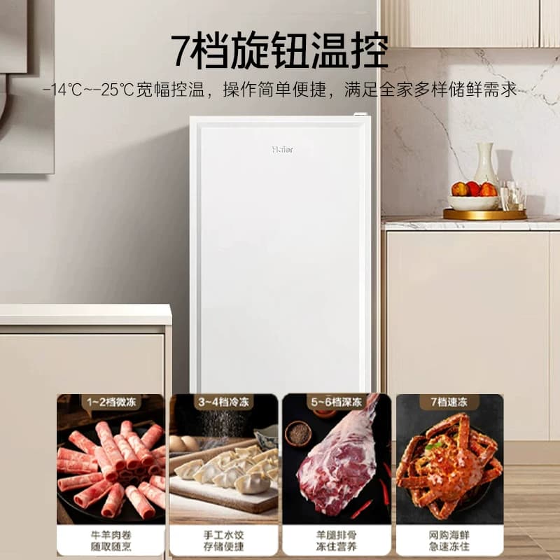 海尔151/211/64升立式冰柜家用抽屉式冷柜侧开门冷冻柜母乳小冰箱 - 缩略图3