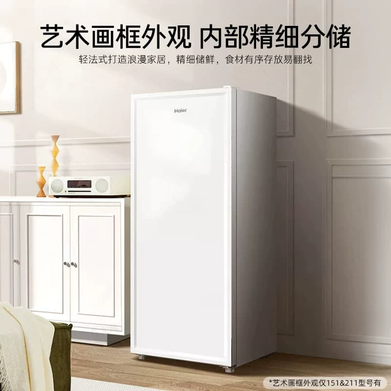海尔151/211/64升立式冰柜家用抽屉式冷柜侧开门冷冻柜母乳小冰箱 - 缩略图2