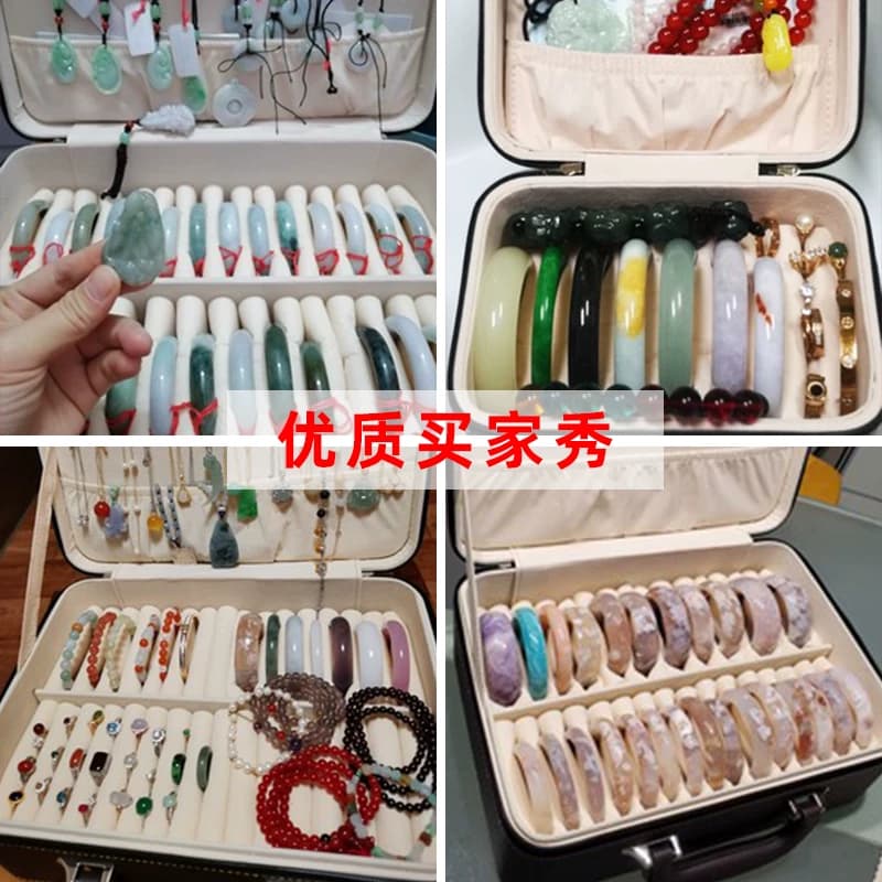 手镯收纳盒翡翠玉镯收纳盒家用手串文玩收纳盒便携高档首饰手镯箱 - 缩略图3