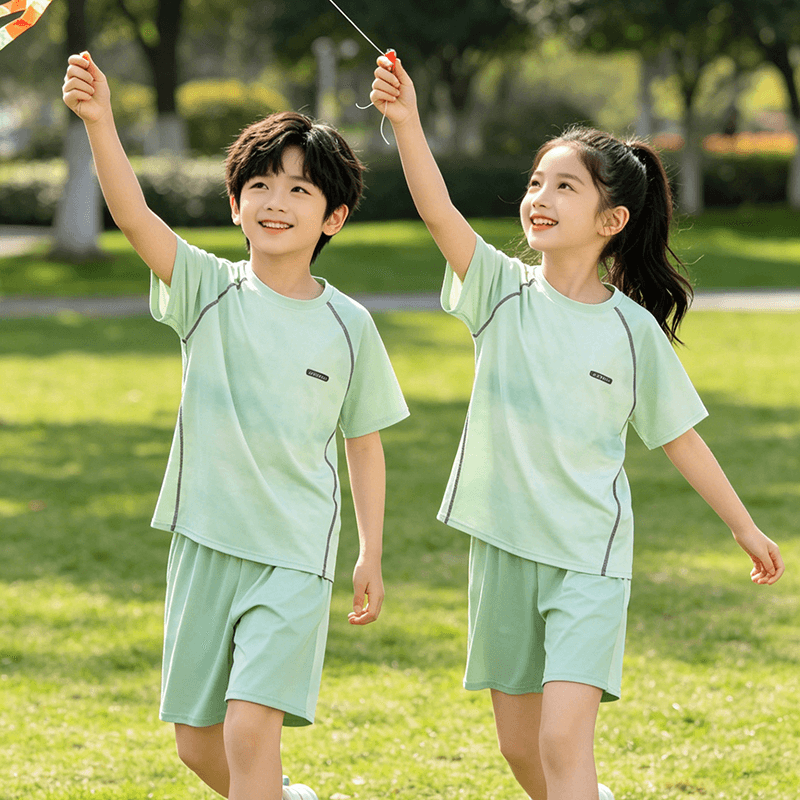 儿童夏季短袖速干运动套装男女童中大童青少年透气短裤两件套亲子 - 缩略图3