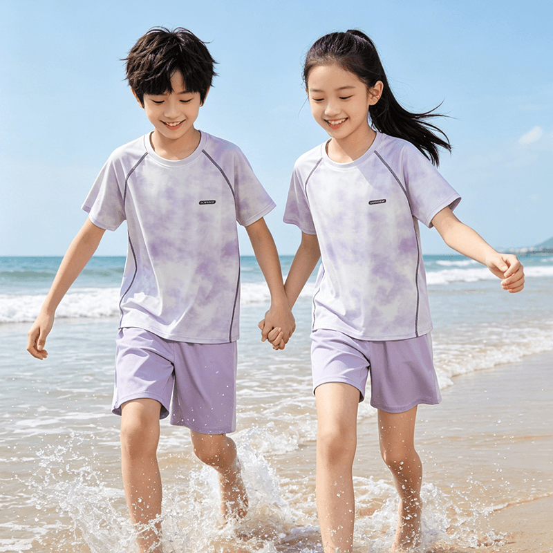 儿童夏季短袖速干运动套装男女童中大童青少年透气短裤两件套亲子 - 缩略图2