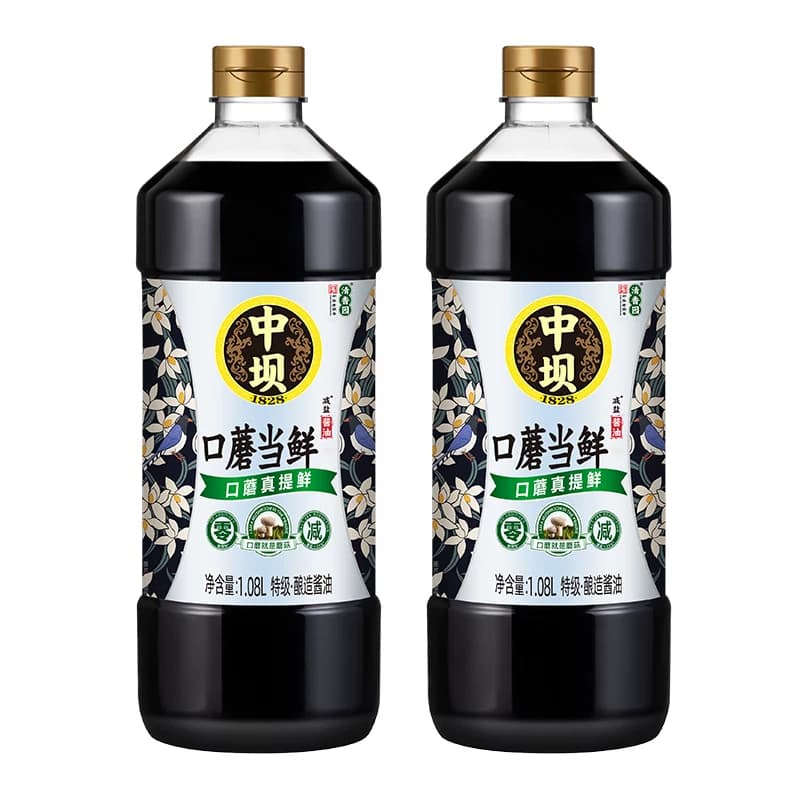 【中坝】口蘑当鲜酱油酿造酱油炒菜1.08L*2瓶特级酱油家用调料 - 缩略图5