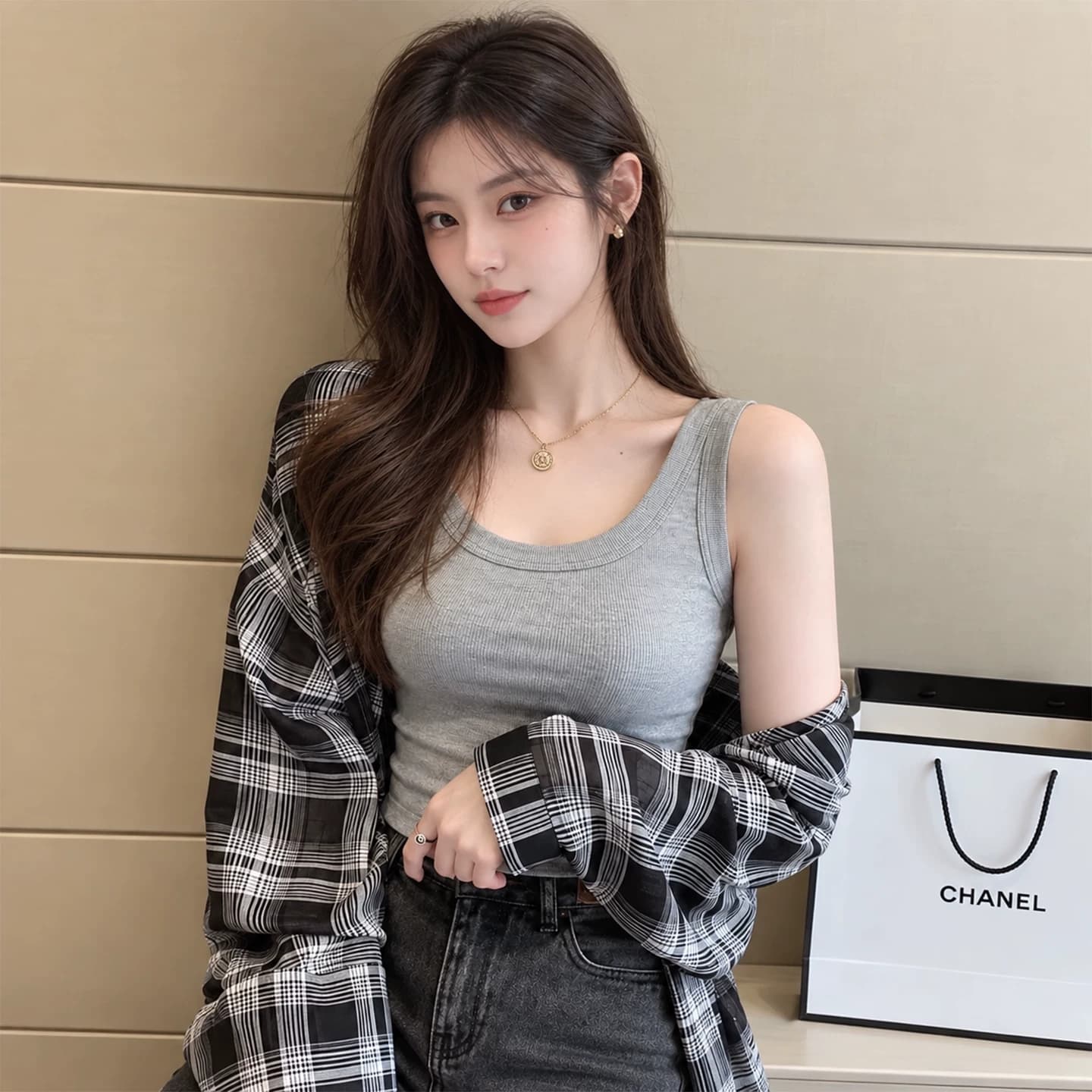外星辣妹 基础款修身吊带背心女螺纹内搭外穿显瘦舒适打底衫纯色 - 缩略图2