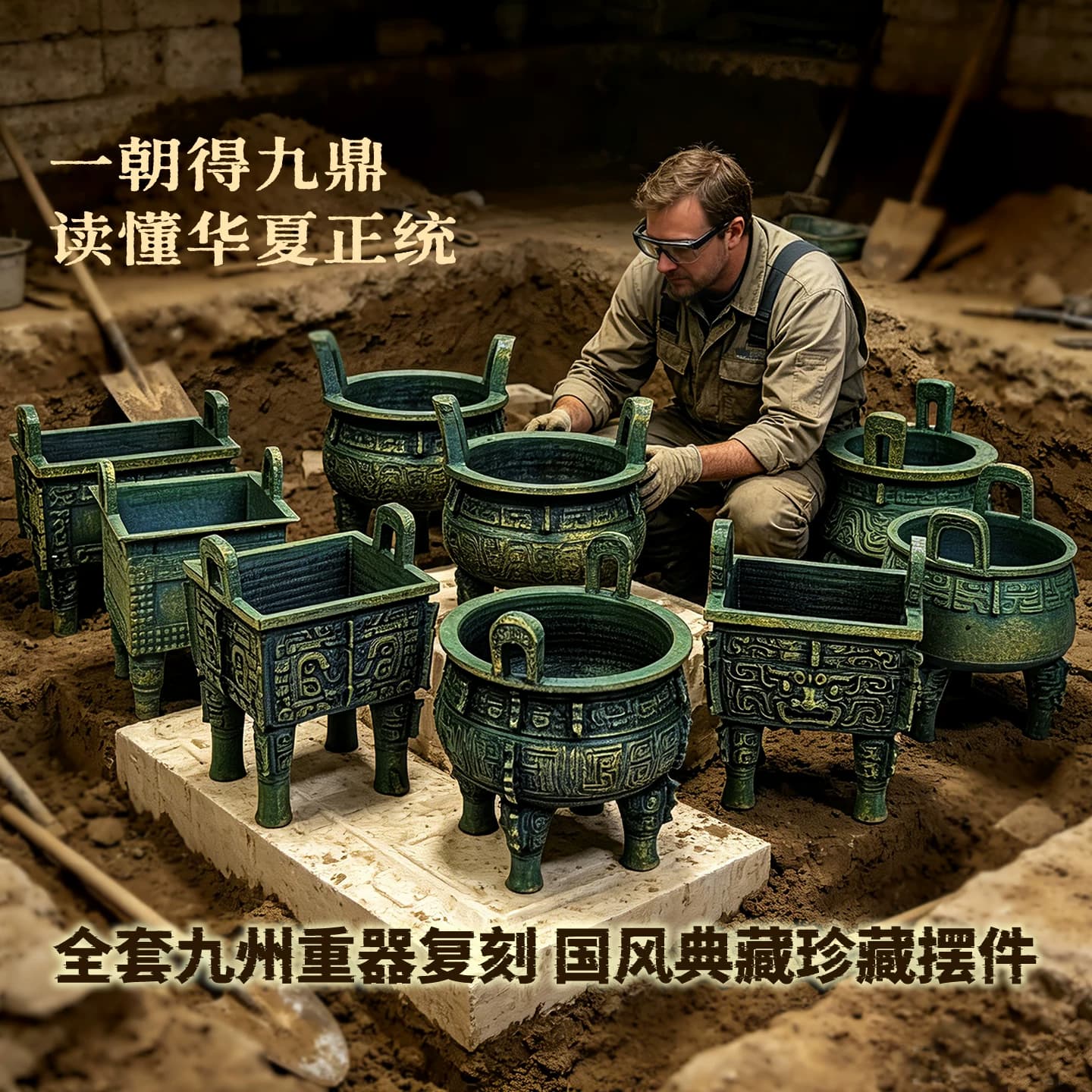 华夏九鼎文创考古盲盒国风历史探秘寻宝挖宝玩具博物馆青铜器礼物 - 缩略图3