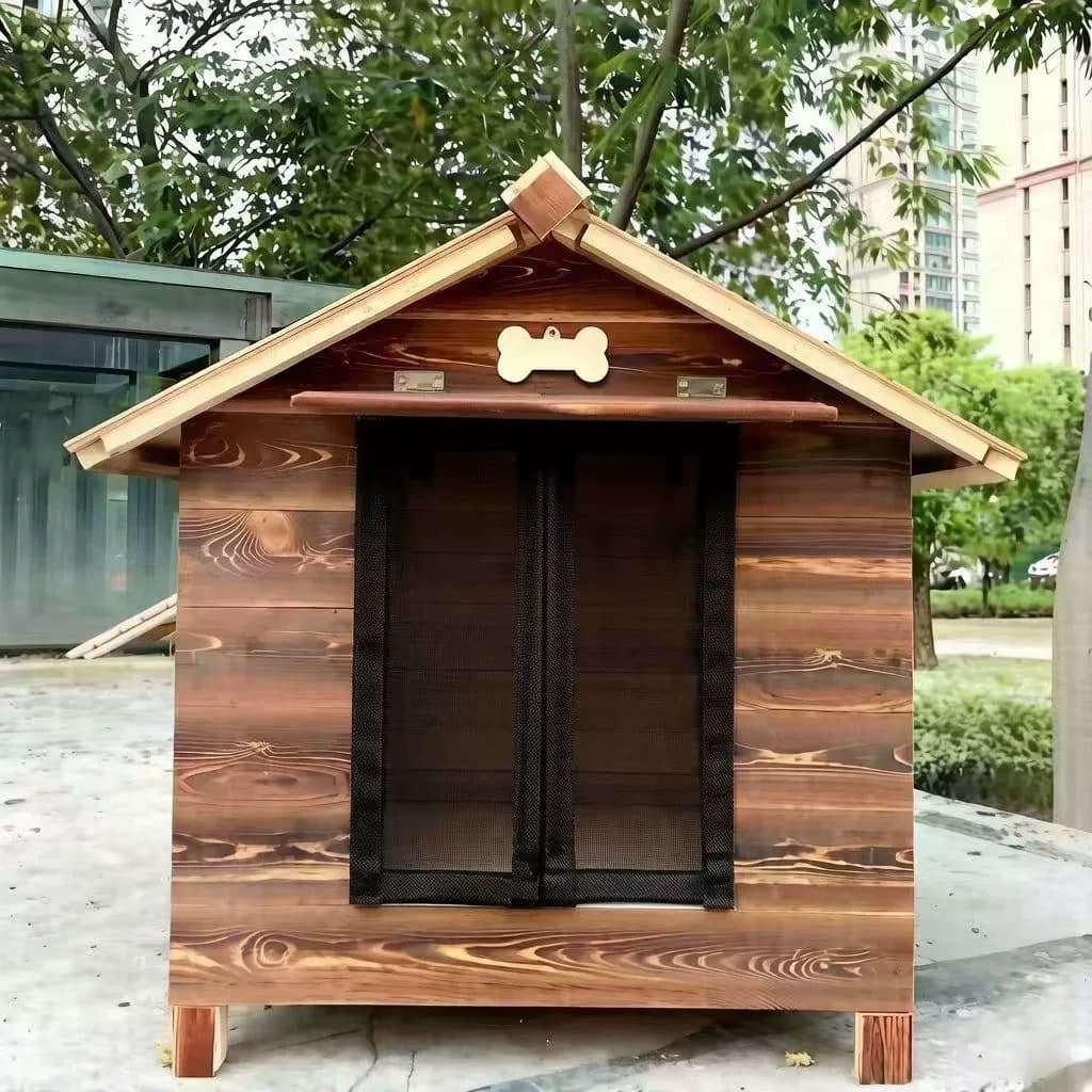 户外防雨防腐防风实木狗屋四季通用透气房子犬舍流浪猫中大型木屋 - 缩略图2