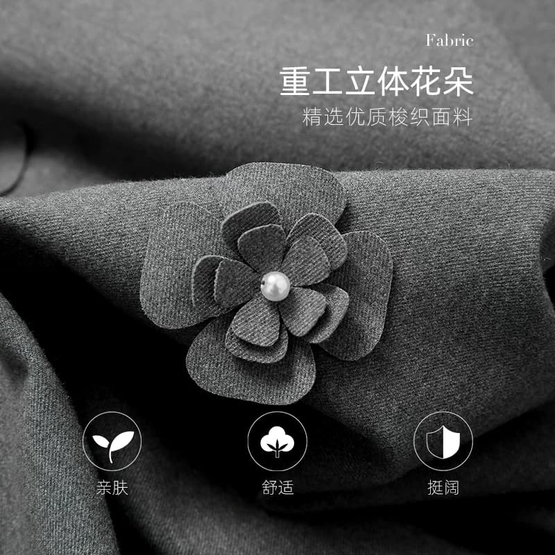 2026秋季新款时尚气质撞色立体花短外套高腰大摆半裙千金风套装潮 - 缩略图4