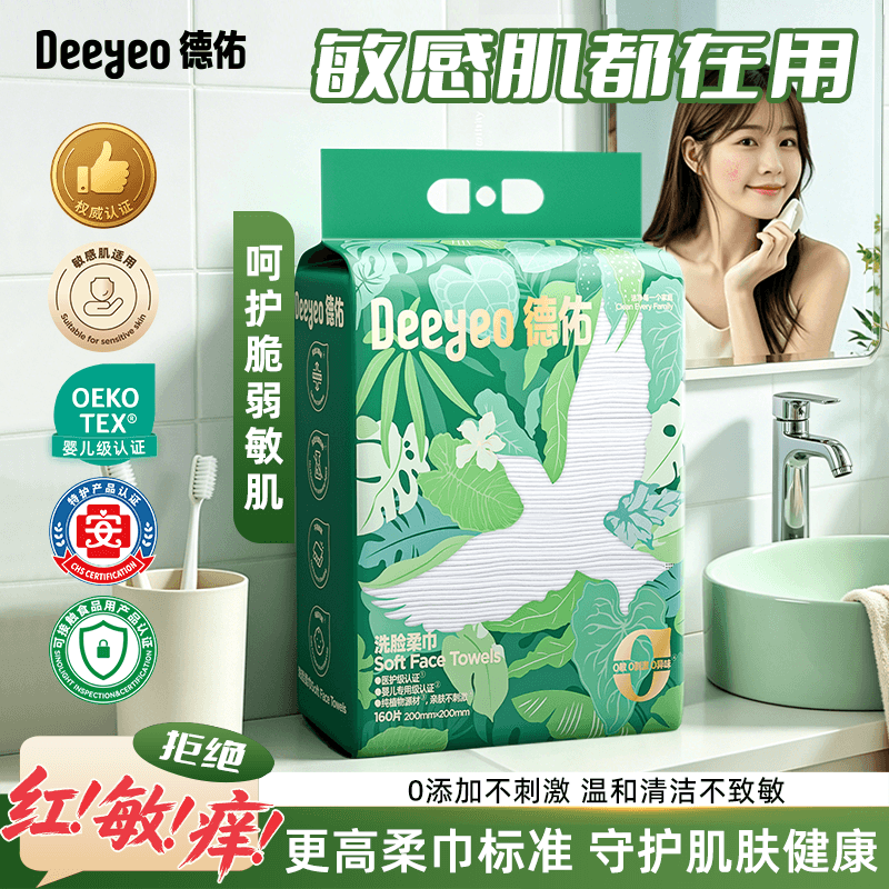 【热巴同款】德佑一次性洗脸巾壁挂式加大加厚悬挂婴儿洗面洁面巾 - 缩略图5