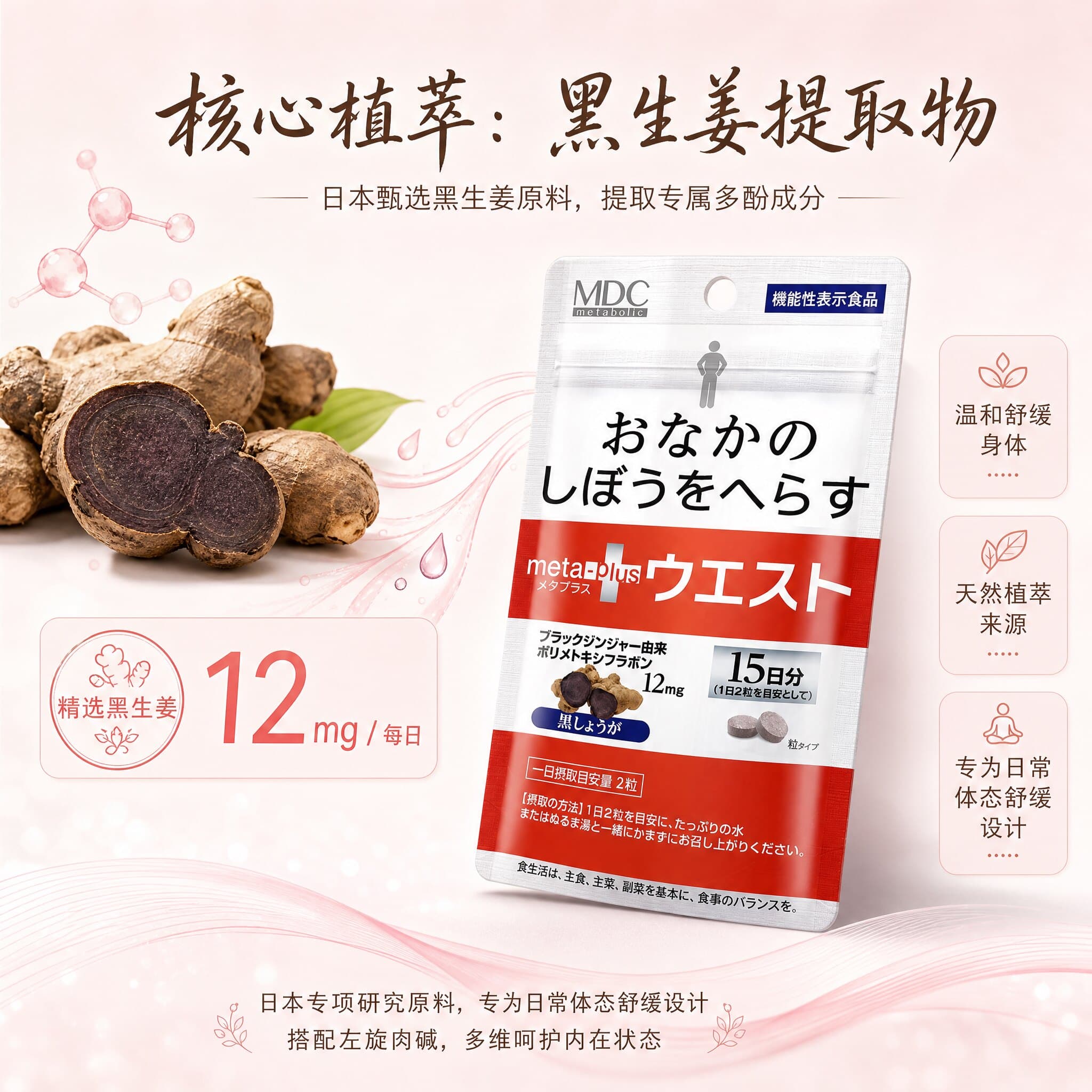 MDC5合1黑生姜代谢片腰腹身材管理减日本左旋肉碱燃燃酵素每日 - 缩略图2