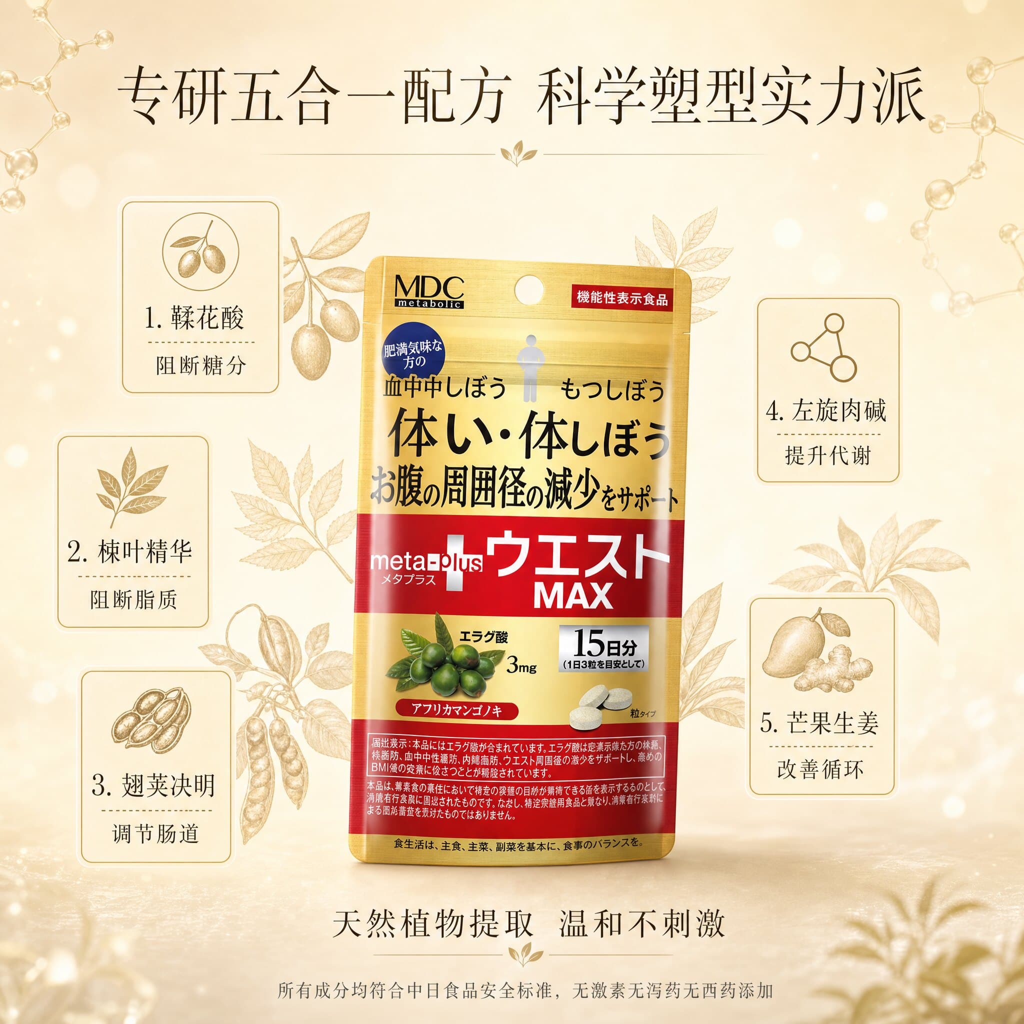 MDC 5合1黑生姜代谢片腰腹身材管理减顽固日本左旋肉碱燃燃每日 - 缩略图4