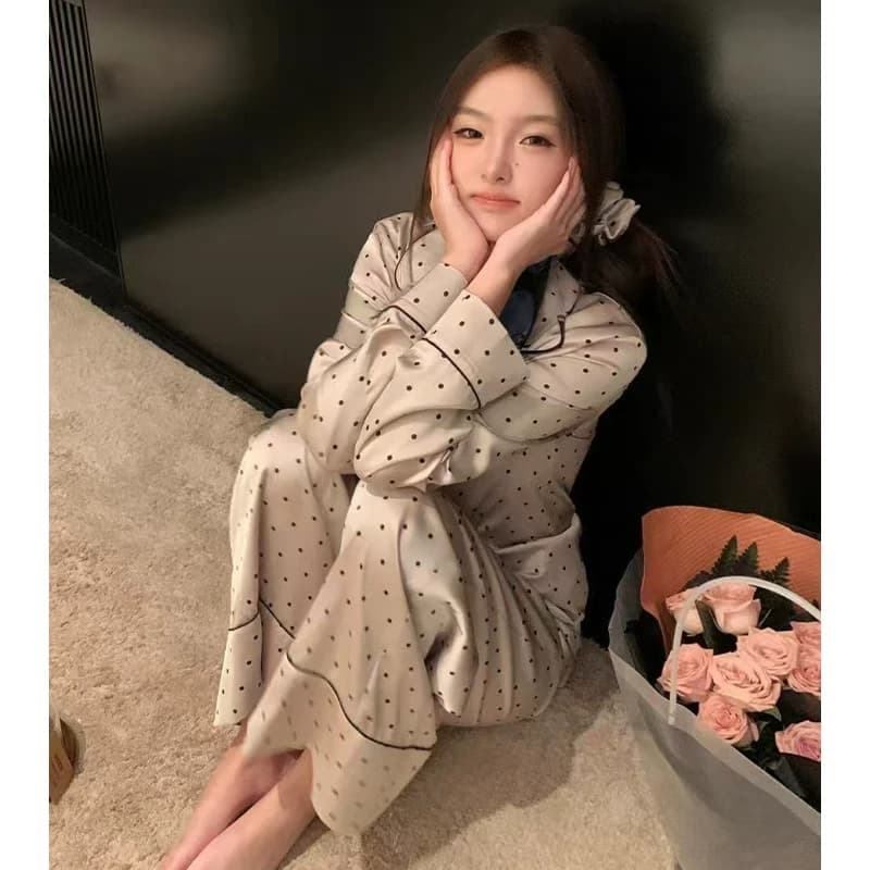 猫人冰丝睡衣女春秋款长袖薄款2026新款高级感真丝绸家居服送女友 - 缩略图4