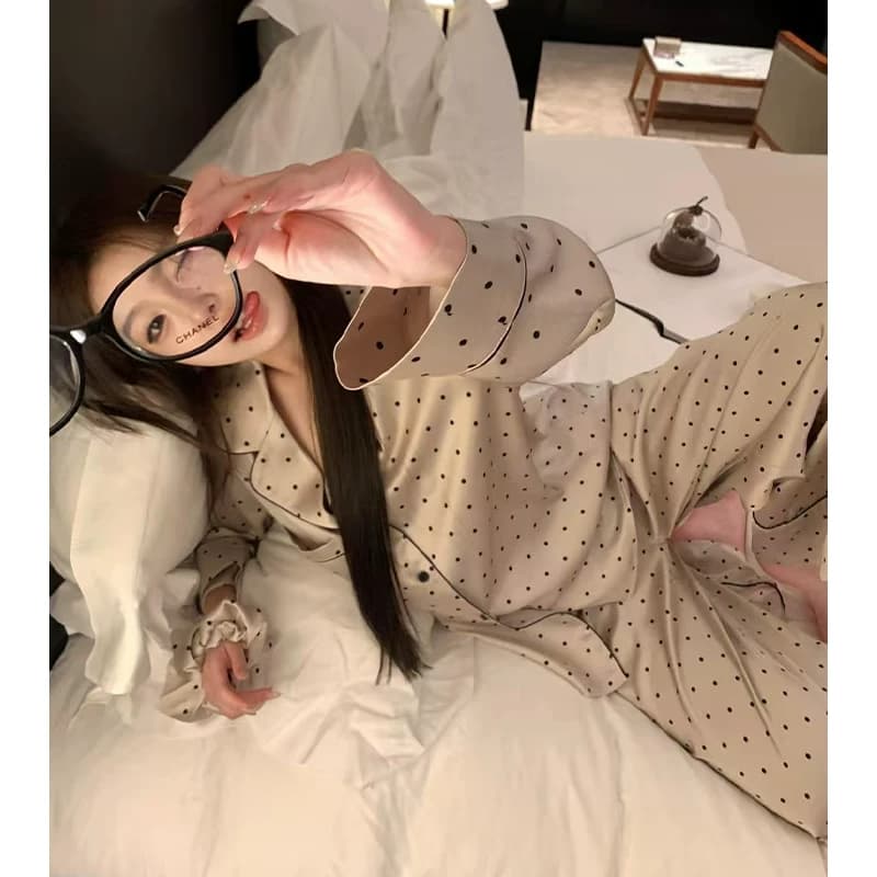 猫人冰丝睡衣女春秋款长袖薄款2026新款高级感真丝绸家居服送女友 - 缩略图2