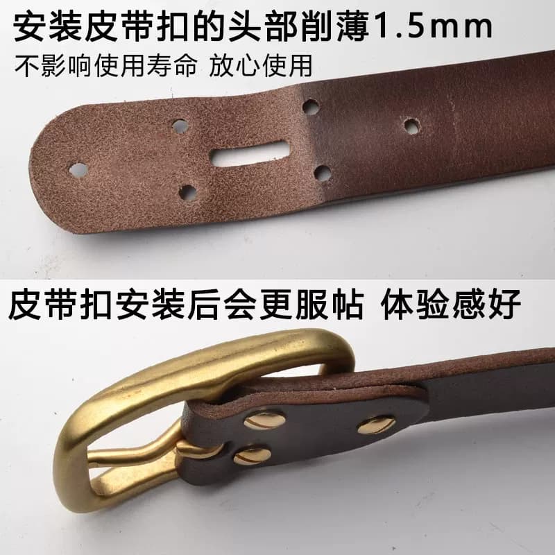针扣皮带男真皮无头皮带条头层牛皮休闲针式裤腰带青年加长腰带38 - 缩略图2