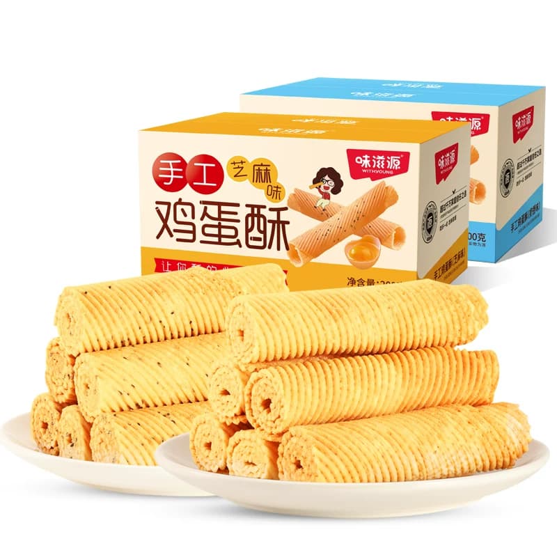 味滋源手工鸡蛋酥鸡蛋卷奶香芝麻味传统老式糕点心休闲零食小吃s - 缩略图5