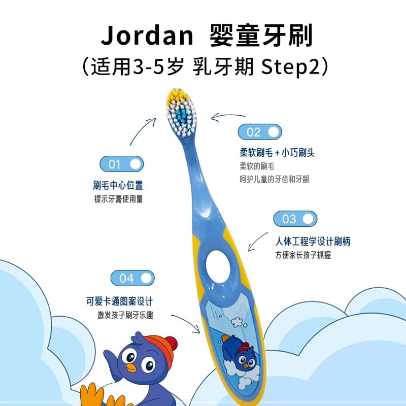 挪威jordan进口儿童牙刷婴儿男女宝宝小童牙刷0到3岁到6-12岁软毛 - 缩略图3