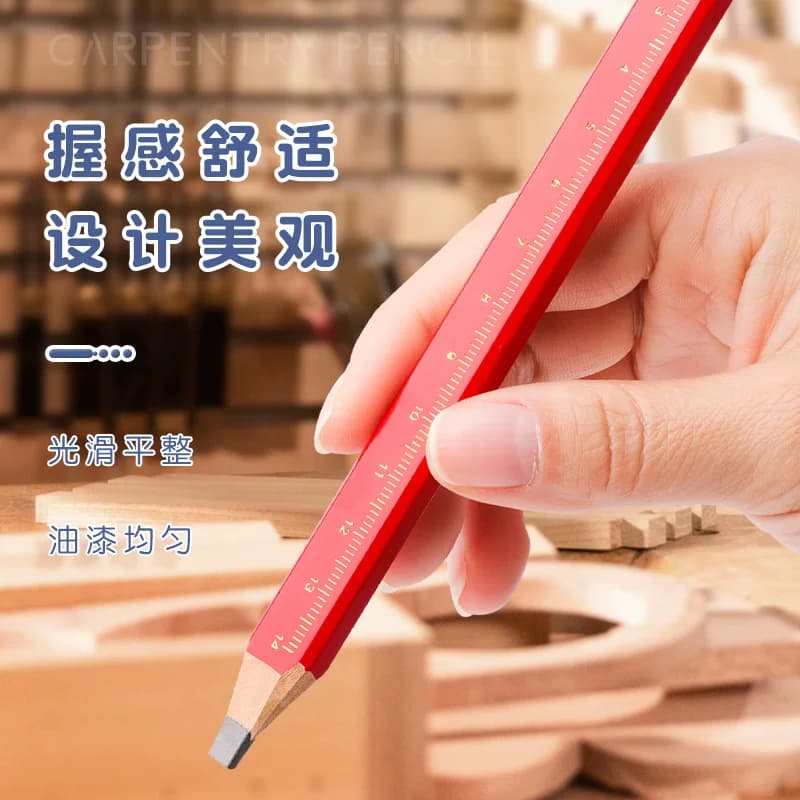 木工铅笔八角方杆红色黑色铅笔粗芯扁芯椭圆木工专用工地划线打线专用铅笔高硬度不易断芯大个子方形红色铅笔 - 缩略图4